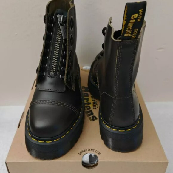 Dark Taupe - DR. MARTENS SINCLAIR ZIP UP ORLEANS LEATHER PLATFORM BOOTS MSRP$280 - Picture 15 of 16